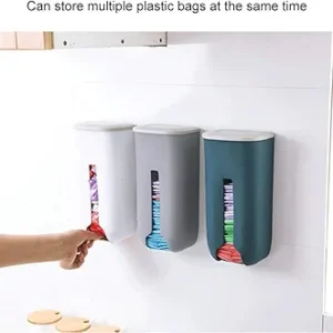 MiOYOOW Wall-Mounted Garbage Bag Holder, Hanging Trash Bag Dispenser Storage Box Waterproof Self Adhesive for Home Kitchen