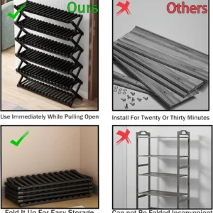 ZHUOKECE Free Standing Shoe Racks, Stackable Shoes Organizer for Closet, Sturdy Multifunctional Bamboo Rack for Entryway Hallway Closet ( - Image 4