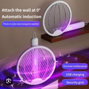 Electric Fly Swatter Mosquito Lamp 2 in 1, Foldable, Standing, Wall Mounted, 3000 V with USB, Rechargeable, Suitable for Home, Garden, Camping, Indoor and Outdoor Use - Image 4