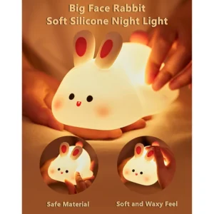CBDYWVR Big Face Rabbit Light, Big Face Rabbit Silicone Night Light, Squishy Bunny Lamp, 3 Level Dimmable Bunny Night Light, Bunny Night Light, Squeeze Bunny Iamp, for Breastfeeding - Image 3